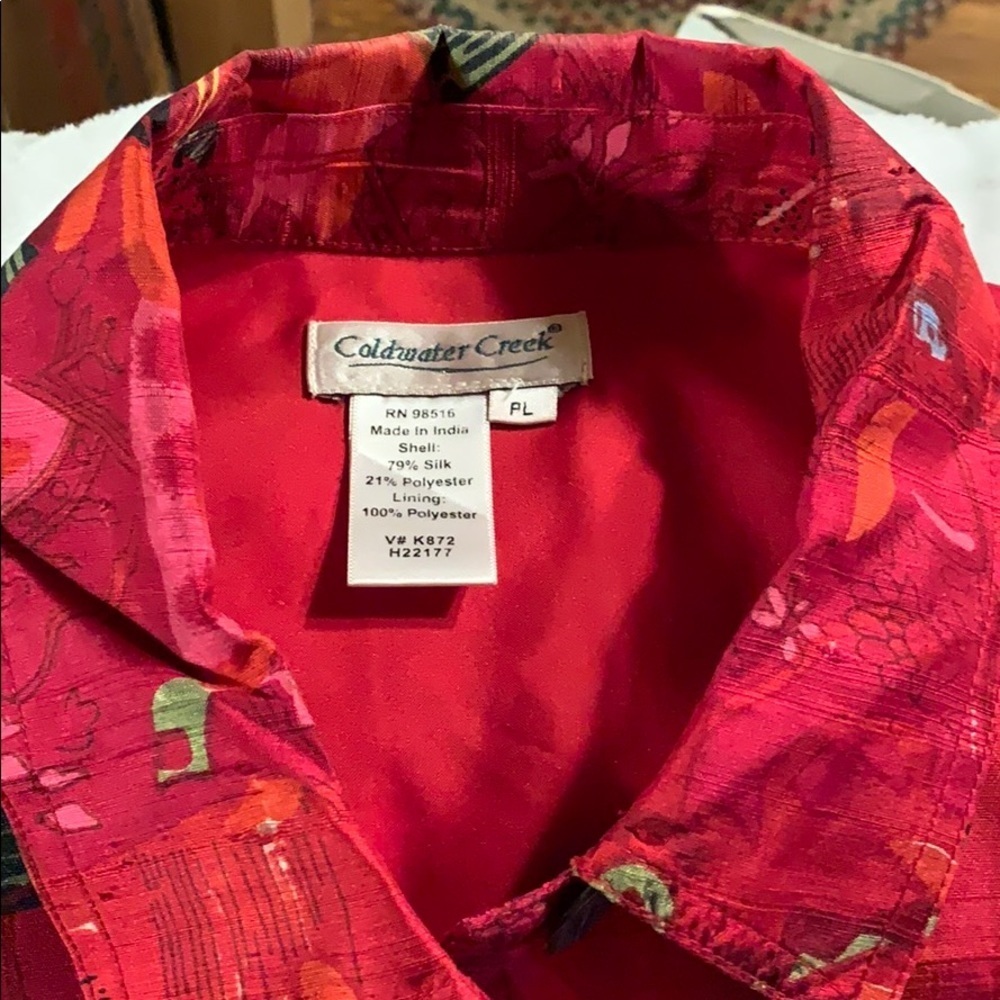 Coldwater Creek PL Red Design lined Silk Jacket - Picture 3 of 5